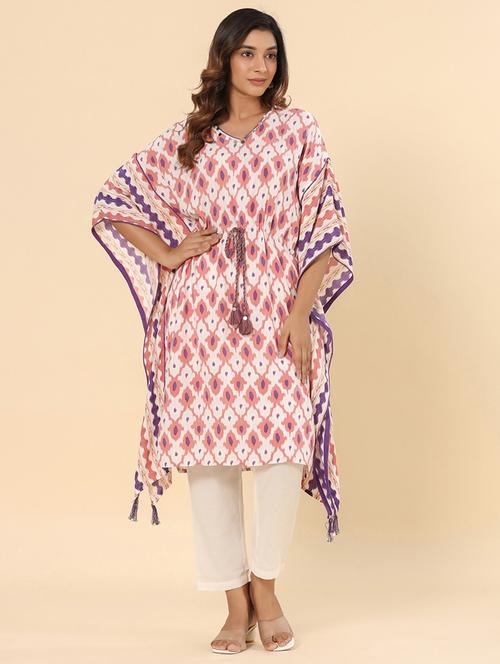 women printed kimono sleeve kaftan kurta - 21642092 - Standard Image - 0