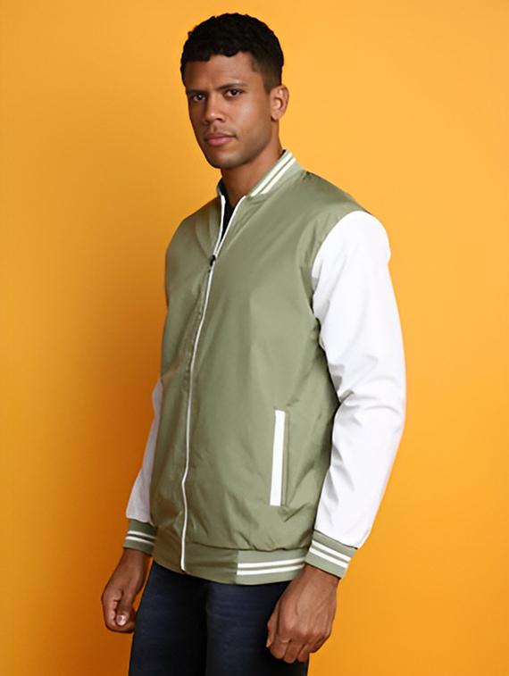 men color block long sleeve varsity jacket - 21642266 - Standard Image - 1