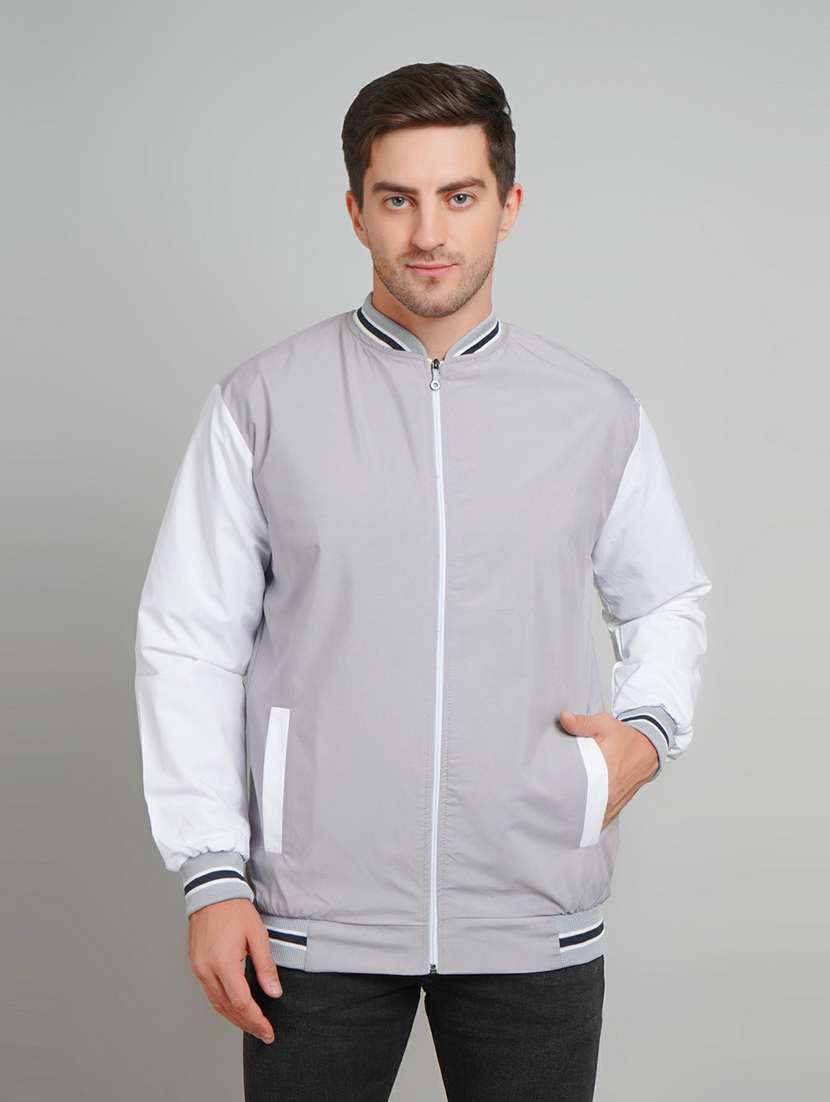 men color block long sleeve varsity jacket