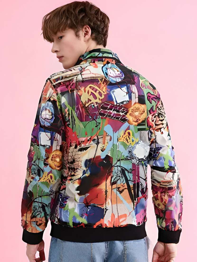 men printed long sleeve casual jacket - 21642322 -  Standard Image - 1