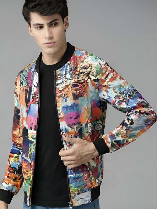 men printed long sleeve casual jacket - 21642325 -  Standard Image - 0
