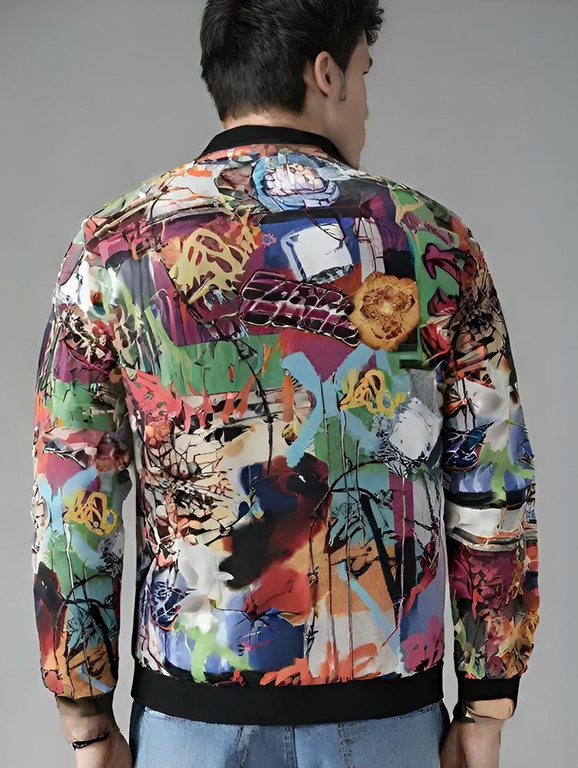 men printed long sleeve casual jacket - 21642327 - Standard Image - 1