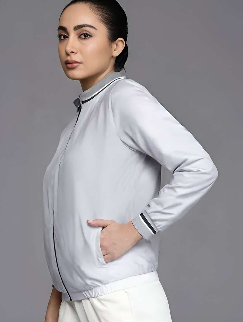 women color block long sleeve regular jacket - 21642369 -  Standard Image - 1
