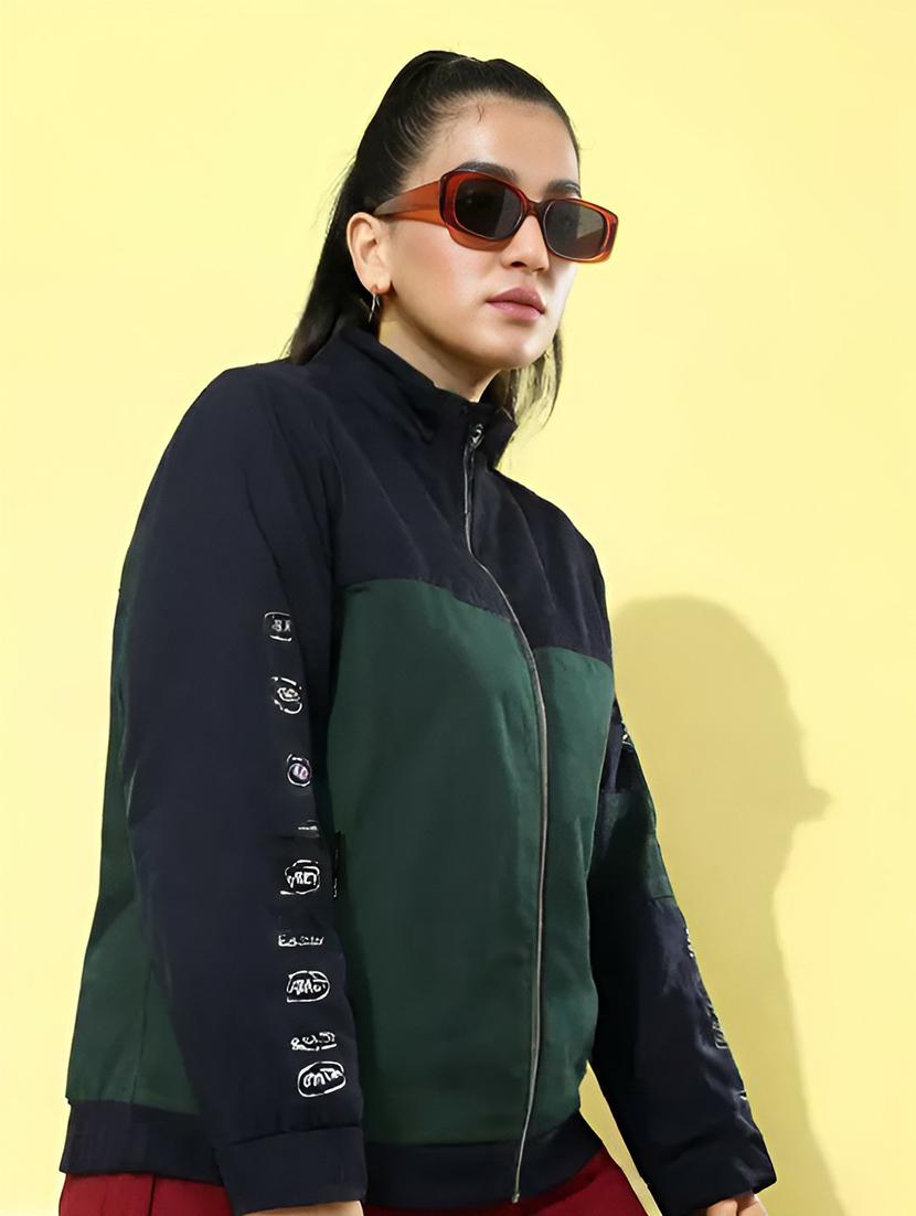 women color block long sleeve bomber jacket - 21642380 -  Standard Image - 1
