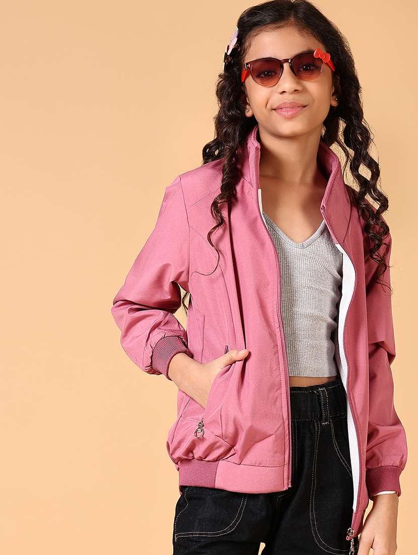 girls solid long sleeve bomber jacket - 21642566 -  Standard Image - 1