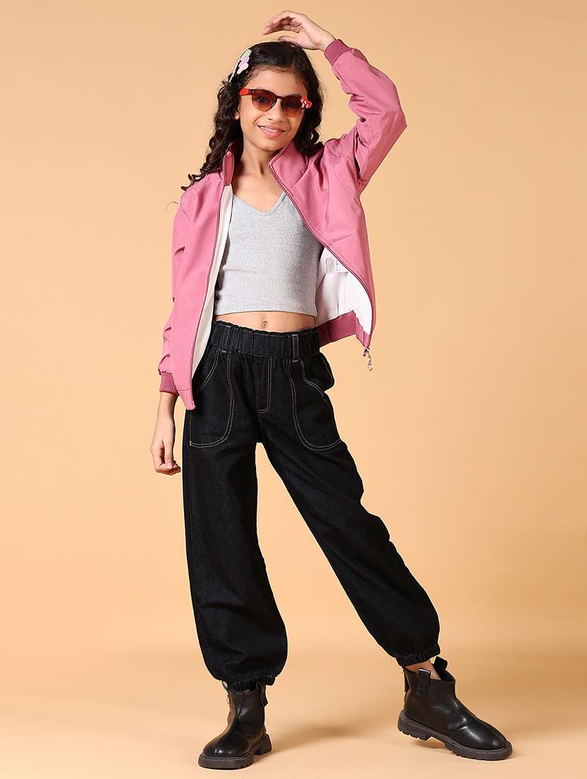 girls solid long sleeve bomber jacket - 21642566 -  Standard Image - 4