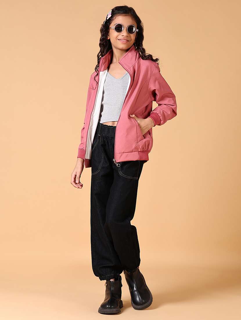girls solid long sleeve bomber jacket - 21642567 -  Standard Image - 4
