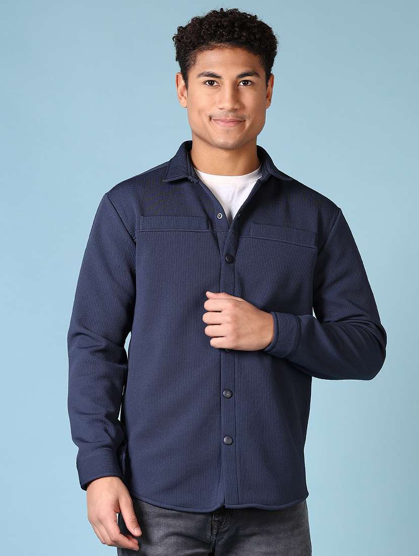 men long sleeves solid shackets