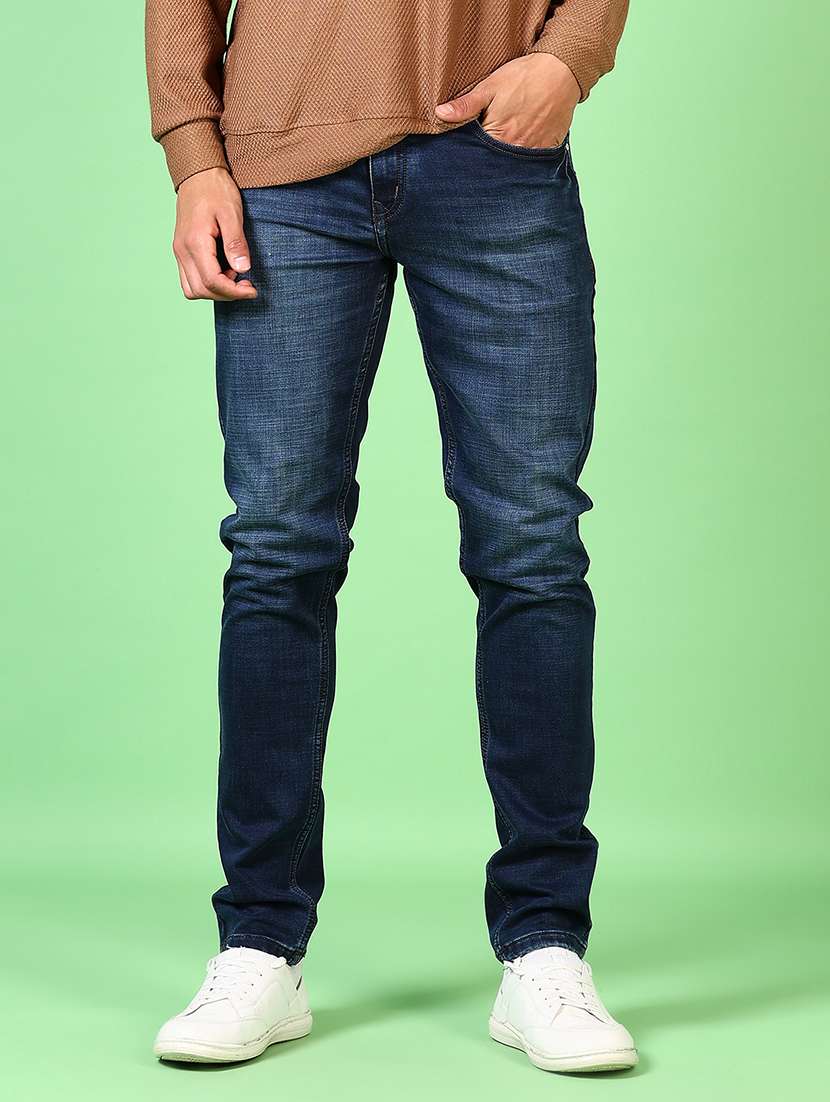 men mid rise plain slim fit jeans - 21642617 -  Standard Image - 1