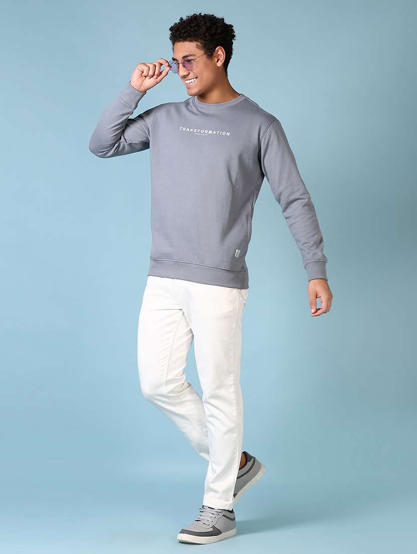 men long sleeves chest print sweatshirt - 21642637 -  Standard Image - 4