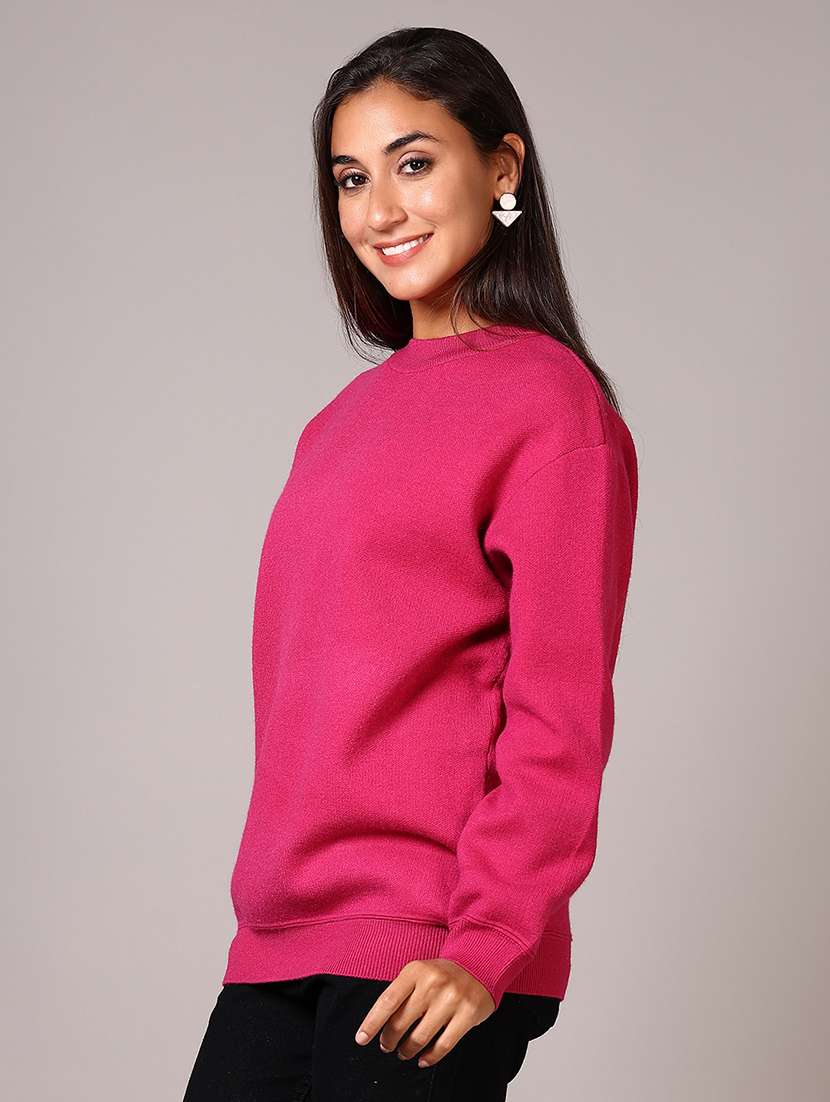 women solid long sleeve pullover - 21642659 -  Standard Image - 1