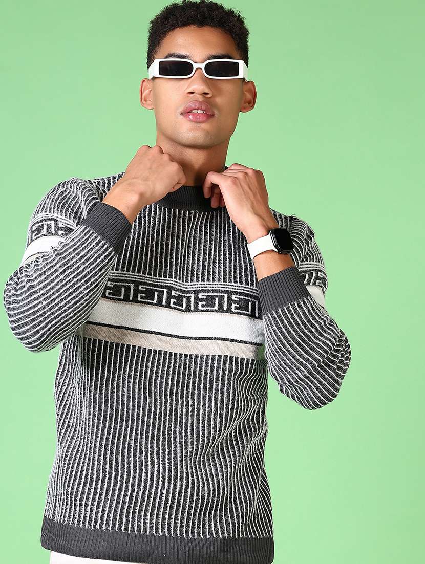 men long sleeves self design pullovers - 21642663 -  Standard Image - 1