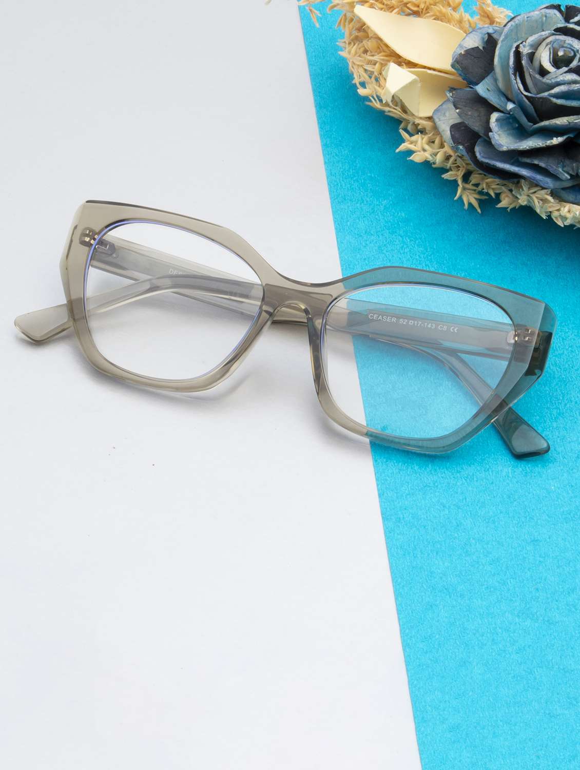 ted smith cat-eye dark grey acetate spectacles frame for womens