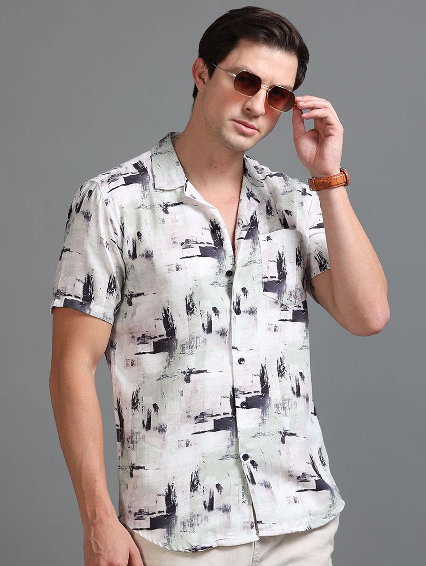 men printed short sleeve regular fit shirt - 21642809 - Standard Image - 1