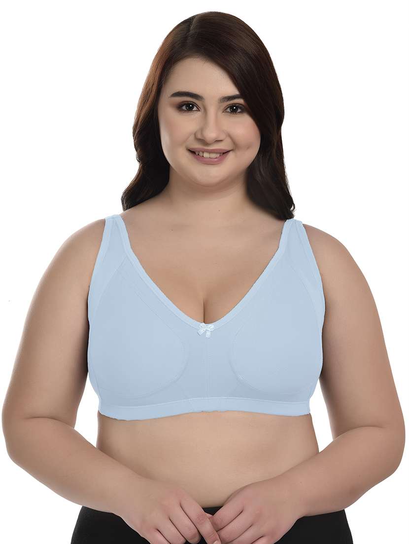 women light blue solid plus bra