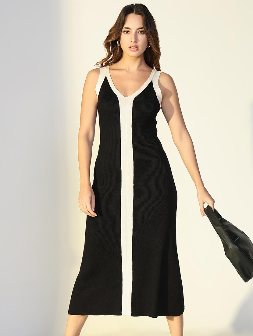 women color blocked shoulder strap sheath dress - 21643109 - Standard Image - 1