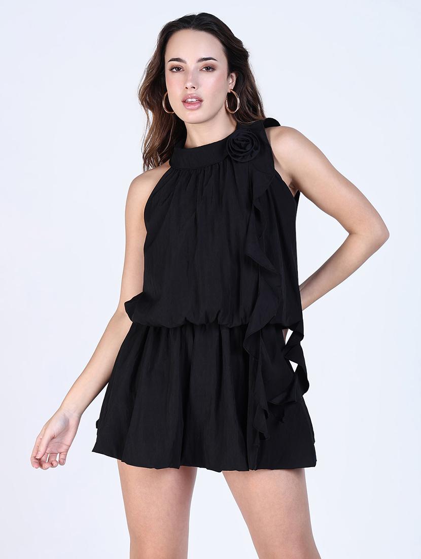 women solid halter neck a-line dress - 21643122 - Zoom Image - 0