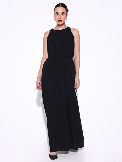 women solid halter neck a-line dress - 21643131 -  Standard Image - 0