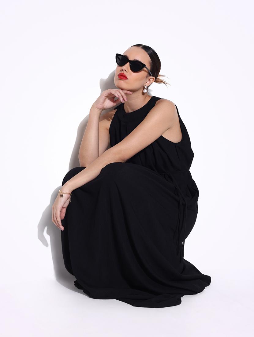women solid halter neck a-line dress - 21643131 -  Standard Image - 1