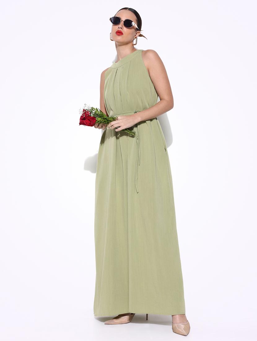 women solid halter neck a-line dress - 21643132 - Standard Image - 1