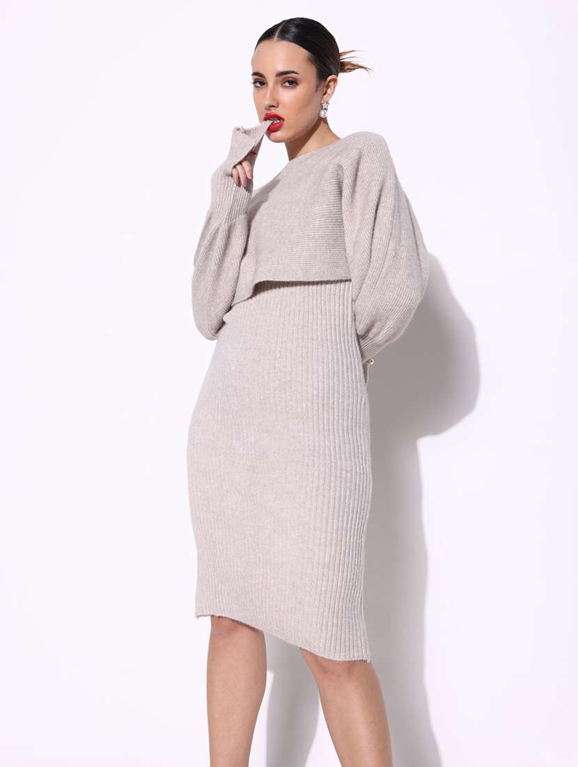 women winter wear bodycon dress with pullover - 21643137 -  Standard Image - 4