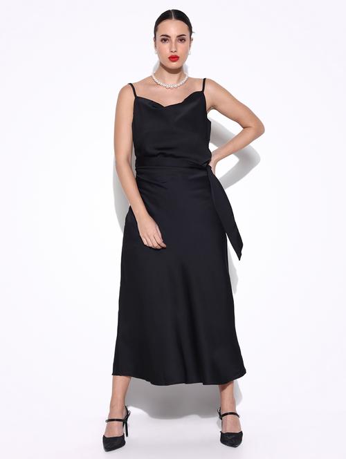women solid cowl neck a-line dress - 21643145 - Standard Image - 0