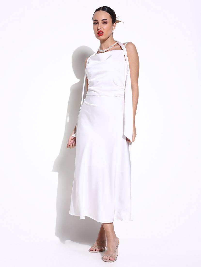 women solid cowl neck a-line dress - 21643146 -  Zoom Image - 0