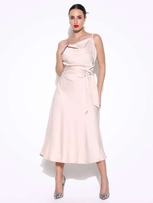 women solid cowl neck a-line dress - 21643148 - Standard Image - 0