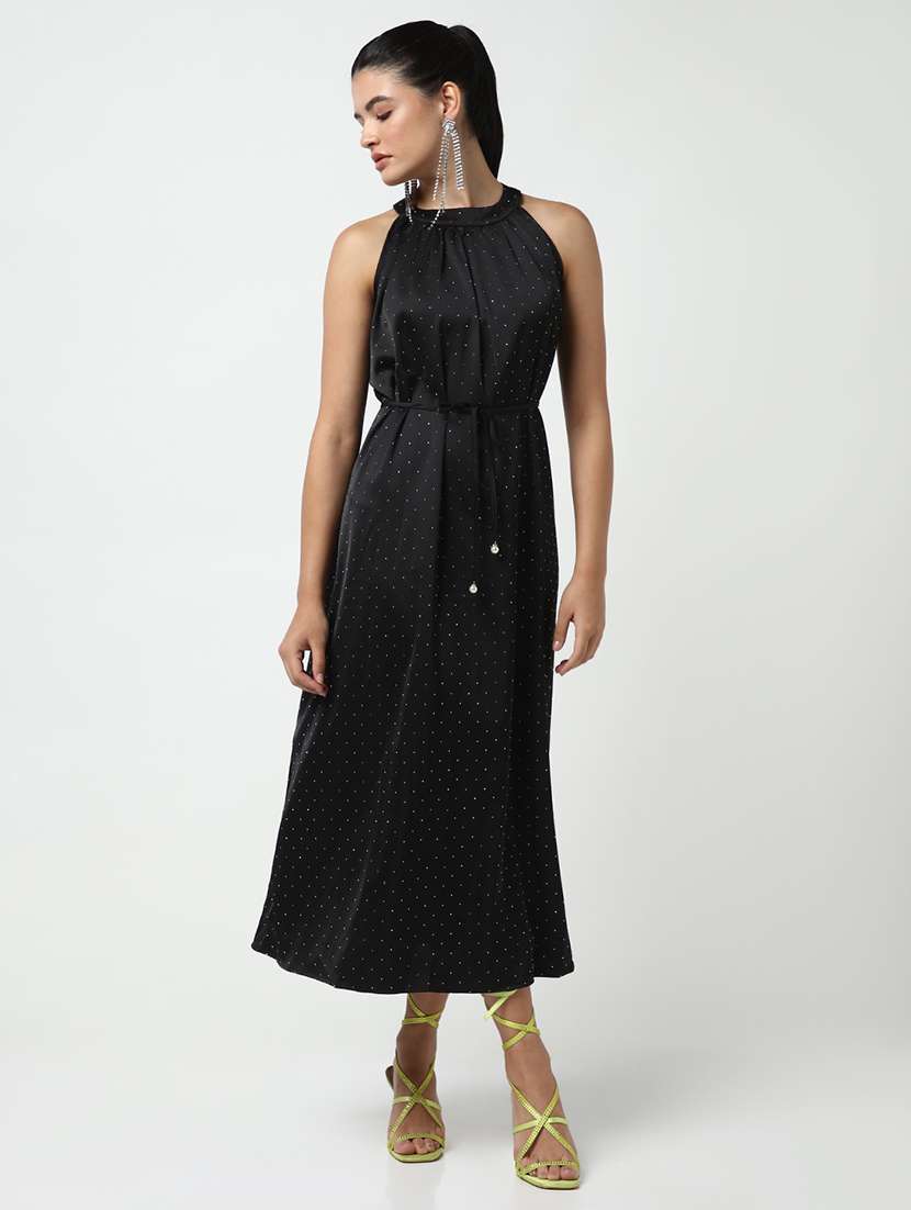 women polka doted halter neck a-line dress - 21643157 -  Zoom Image - 0