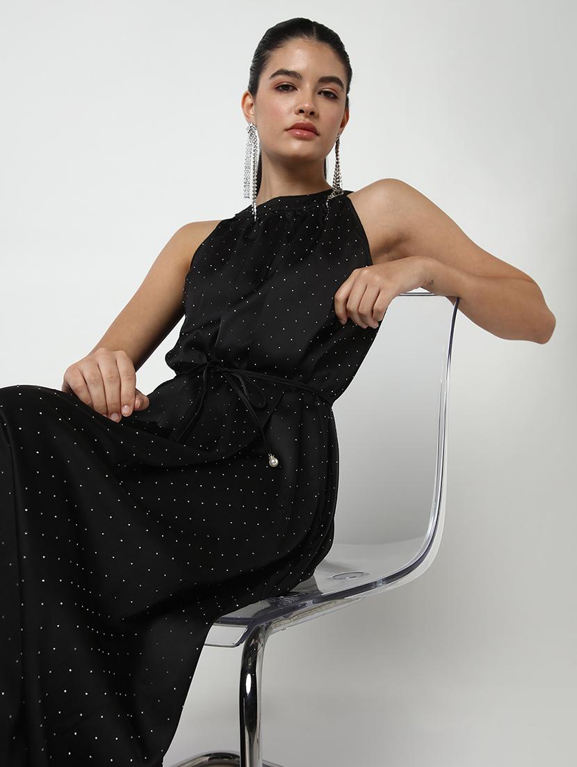 women polka doted halter neck a-line dress - 21643157 - Standard Image - 1
