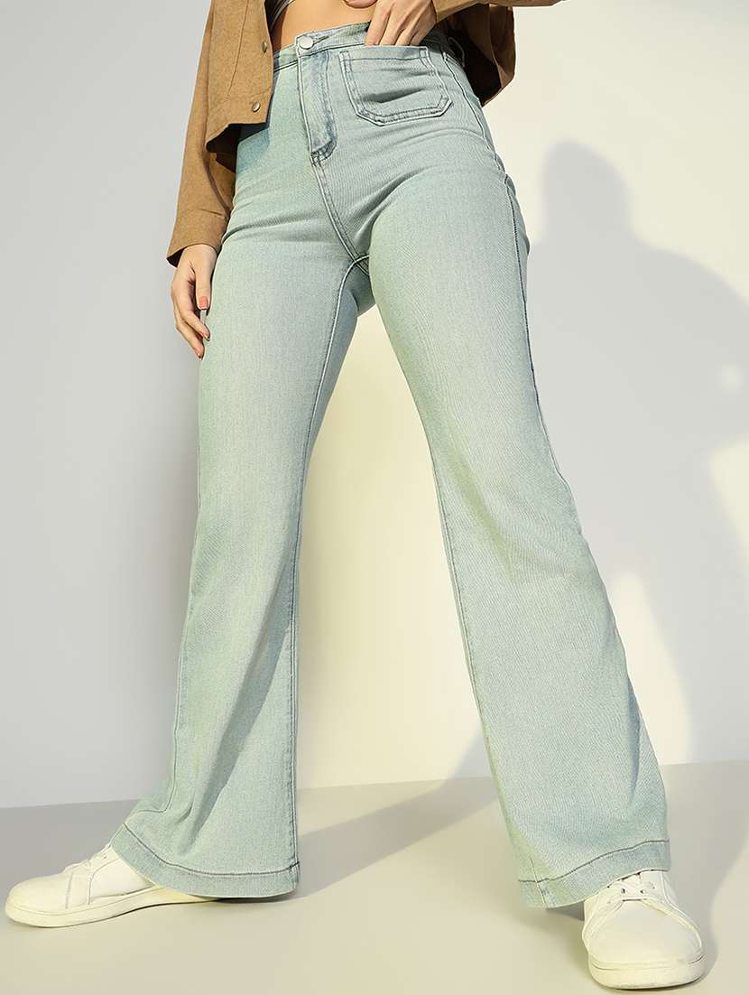 women solid high rise bootcut jean - 21643176 - Standard Image - 1