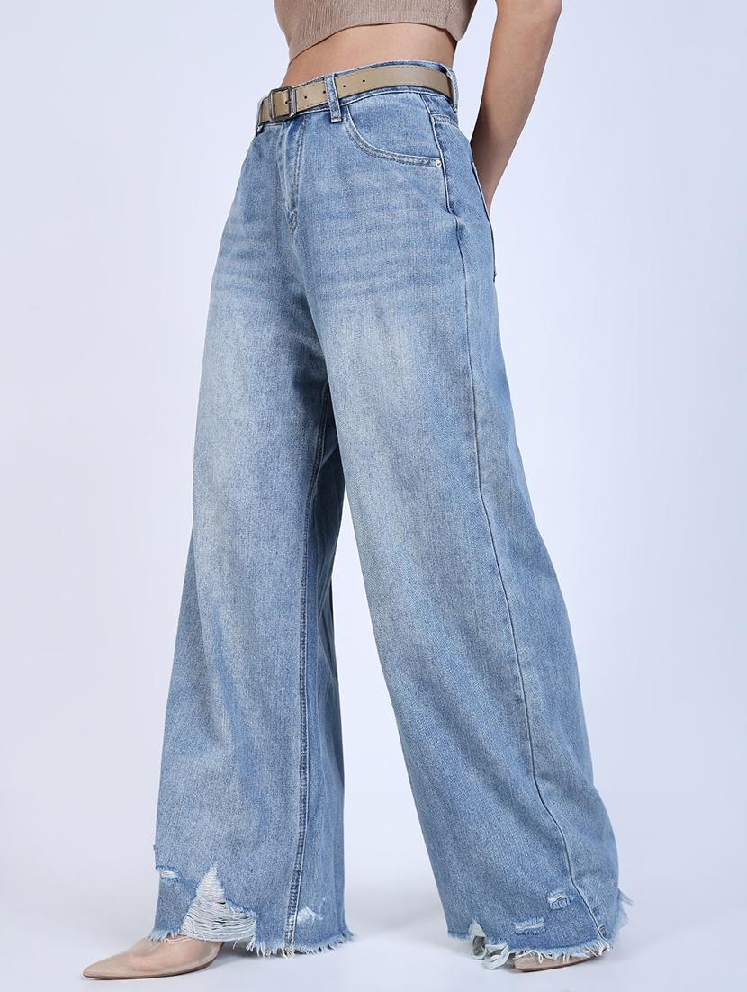 women solid high rise wide leg jean - 21643178 -  Standard Image - 1