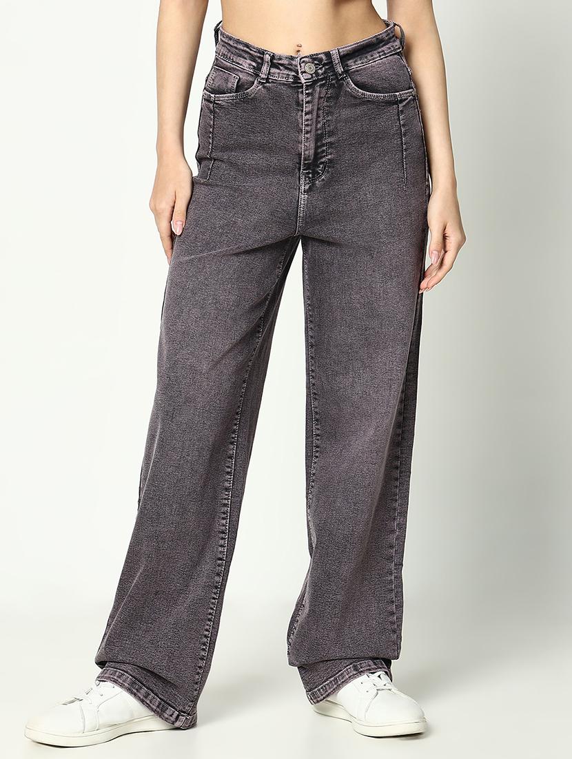 women solid high rise wide leg jean - 21643183 -  Zoom Image - 0