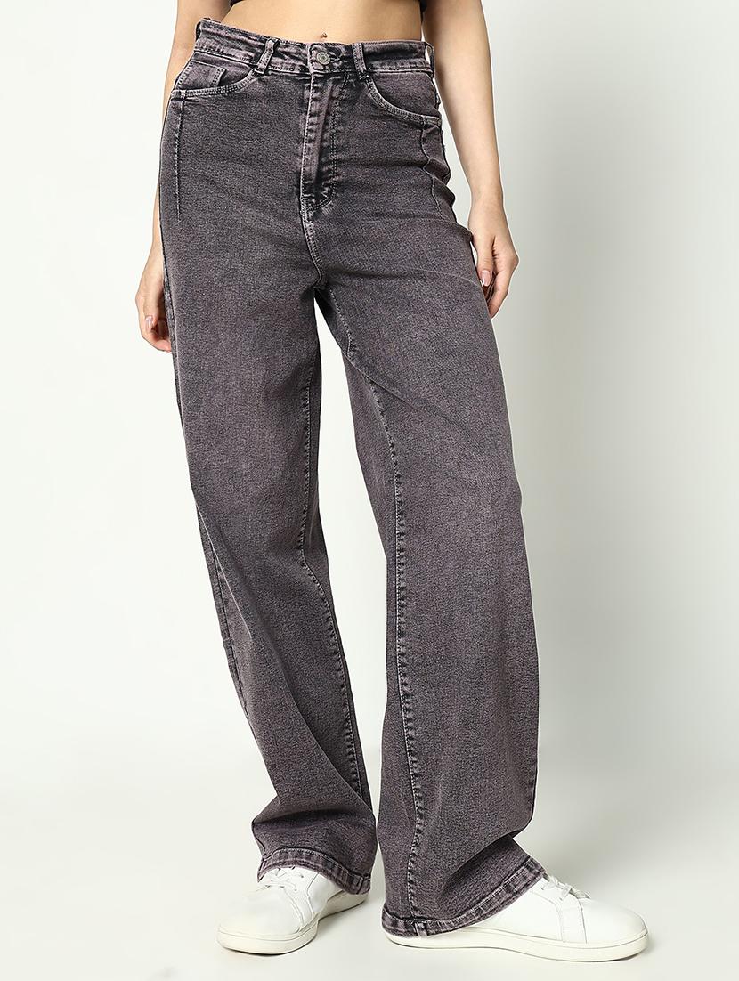 women solid high rise wide leg jean - 21643183 -  Standard Image - 1