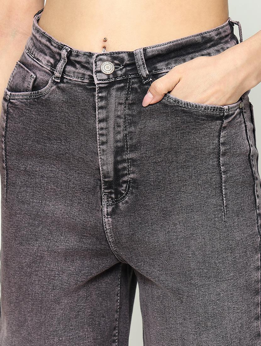 women solid high rise wide leg jean - 21643183 - Standard Image - 6
