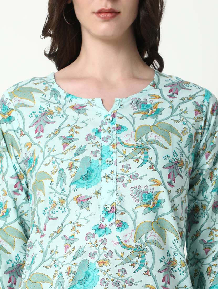 women floral notch neck straight kurti - 21643200 -  Standard Image - 6