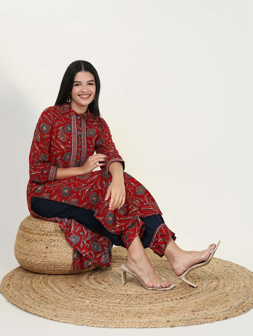 women red floral printed kurta salwar set - 21643209 -  Standard Image - 1