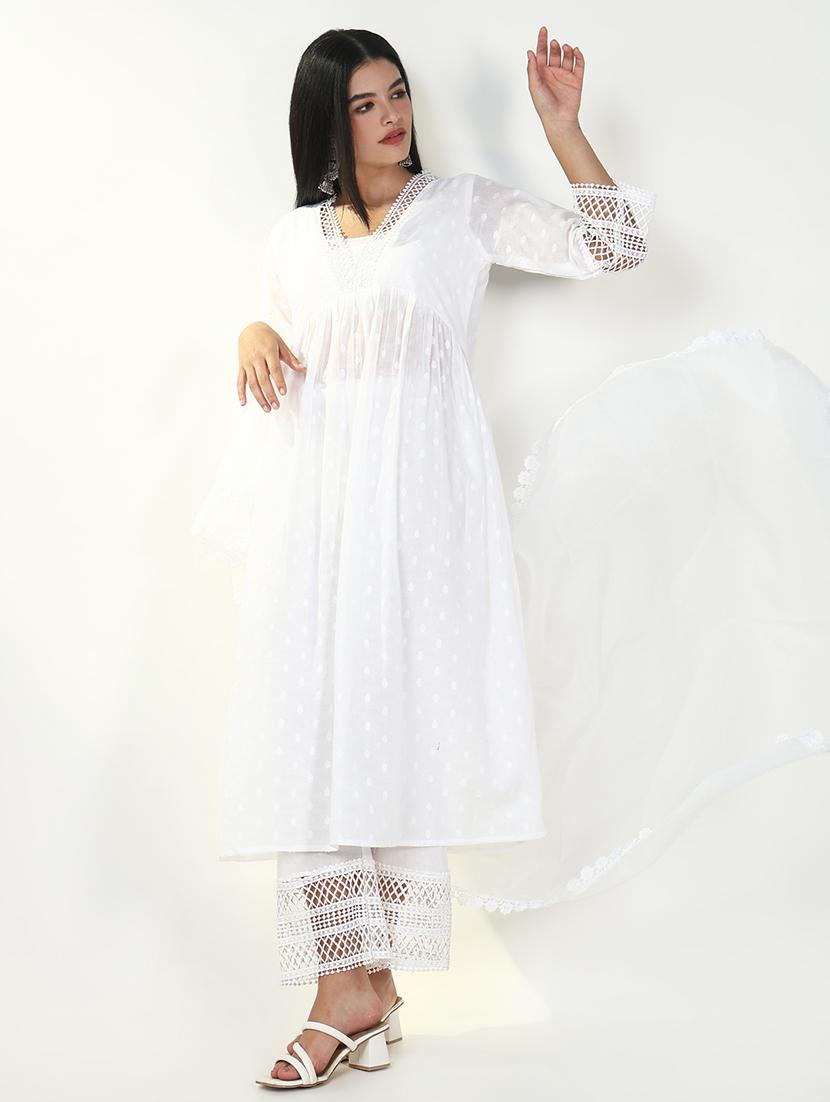 women three quarter sleeve kurta pant with dupatta set - 21643234 - Standard Image - 4