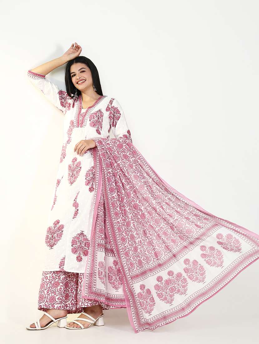 women floral printed kurta palazzo set with dupatta - 21643236 -  Standard Image - 1