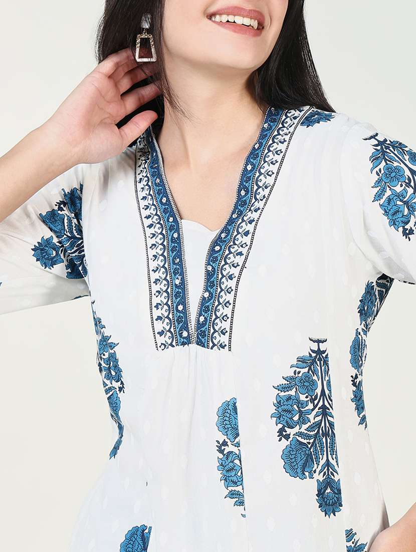 women white floral printed kurta palazzo set with dupatta - 21643241 -  Standard Image - 6