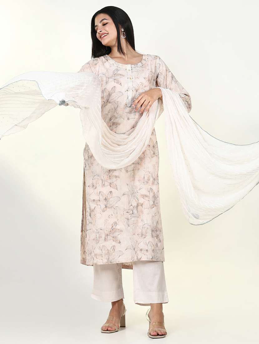 women three quarter sleeve kurta pant with dupatta set - 21643249 -  Standard Image - 4