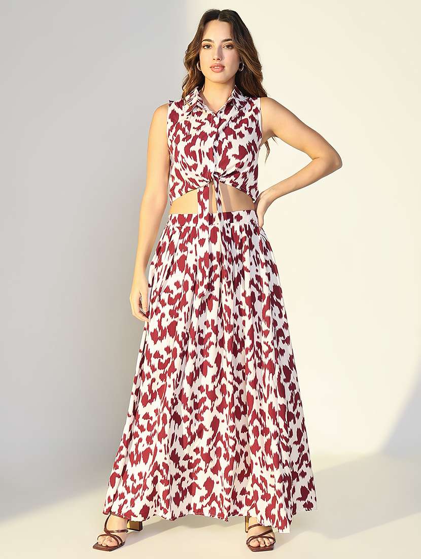 women printed top and skirt co-ord set