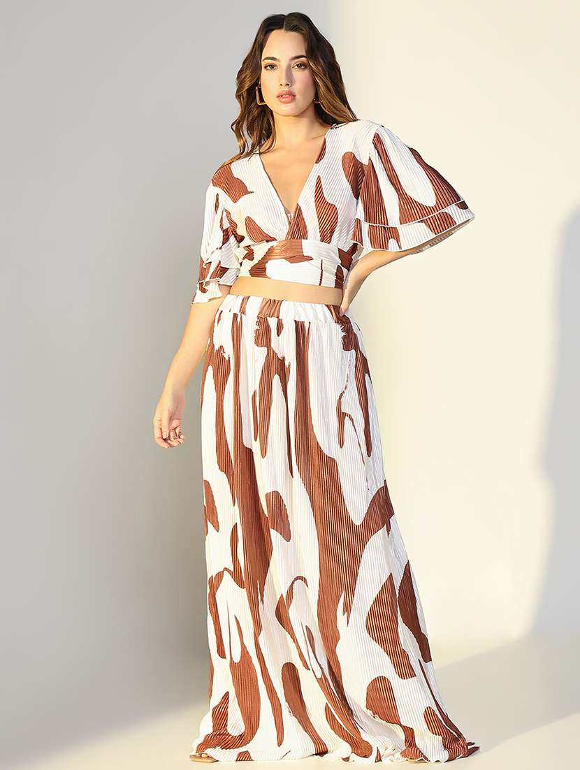women printed top and skirt co-ord set