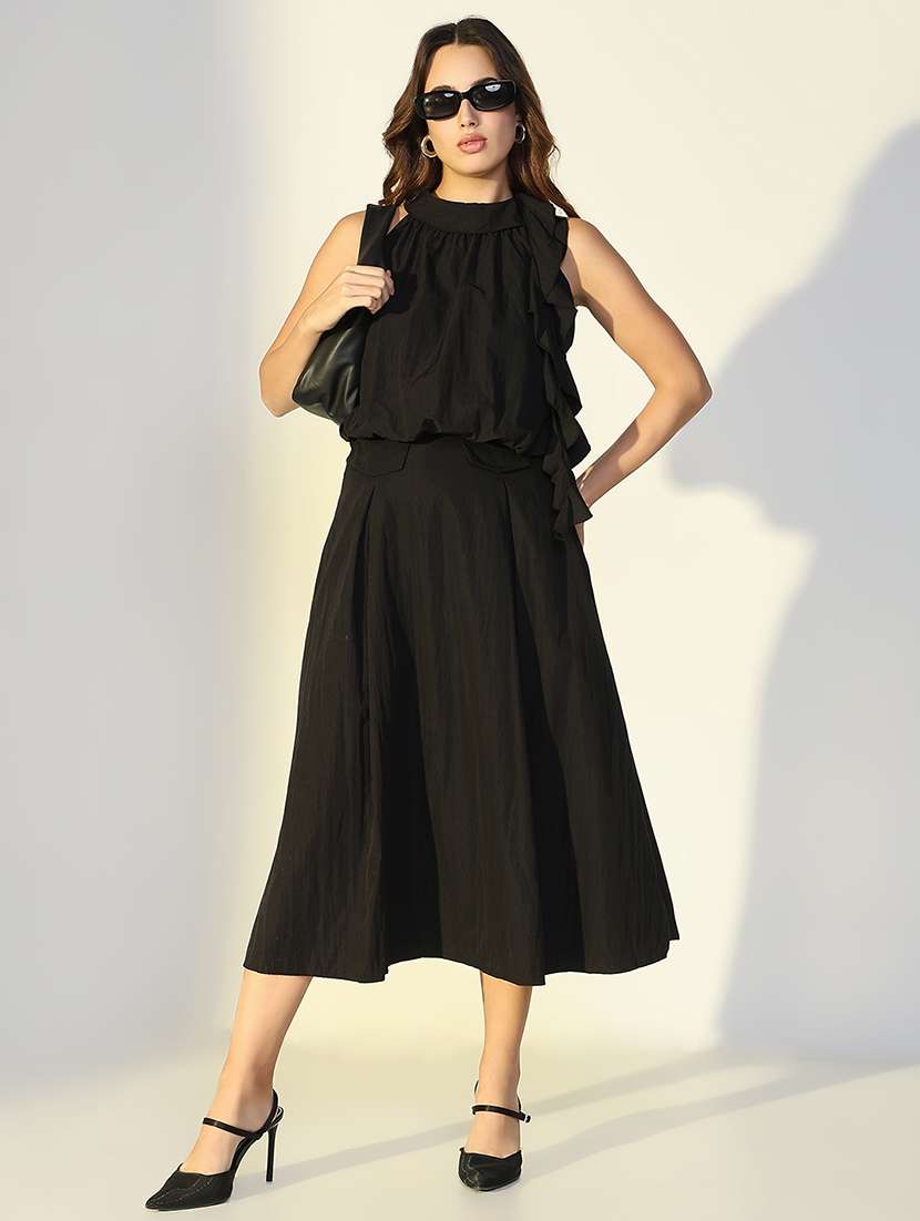 women solid top and skirt co-ord set - 21643275 -  Standard Image - 1