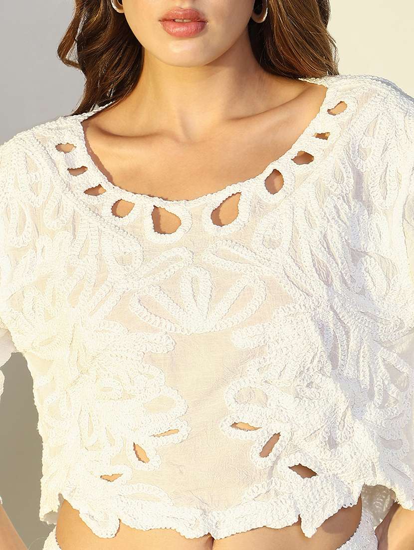 women corchet detailed top and shorts co-ord set - 21643276 -  Standard Image - 6