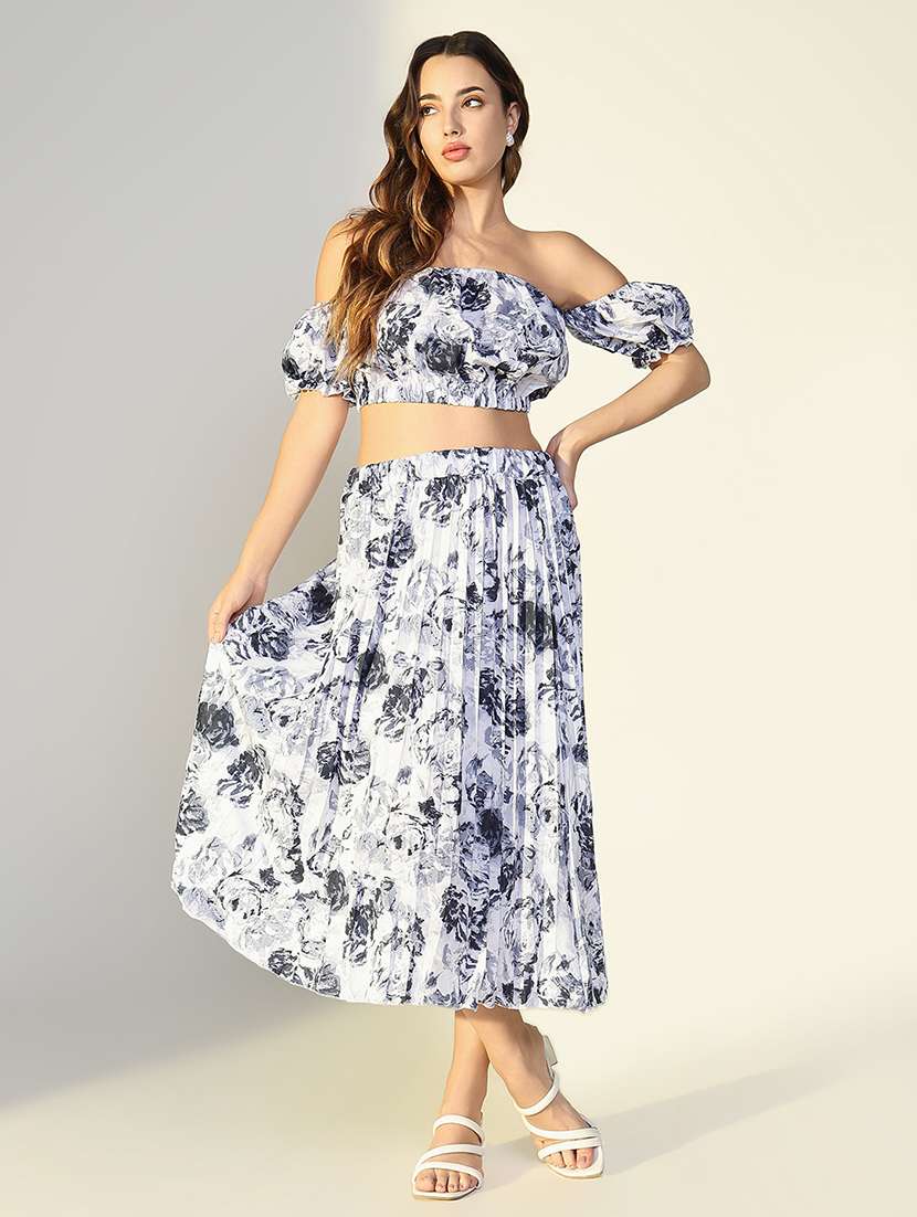 women printed top and skirt co-ord set