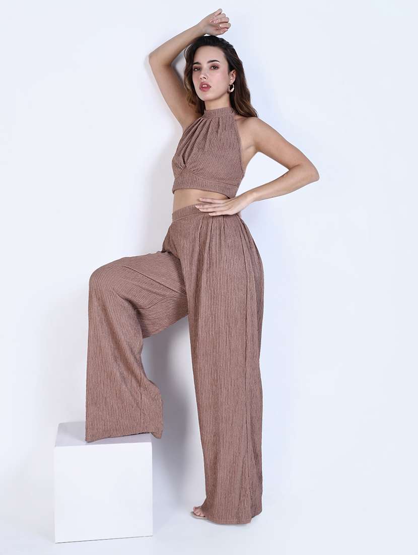 women solid top and palazzo co-ord set - 21643290 -  Standard Image - 4