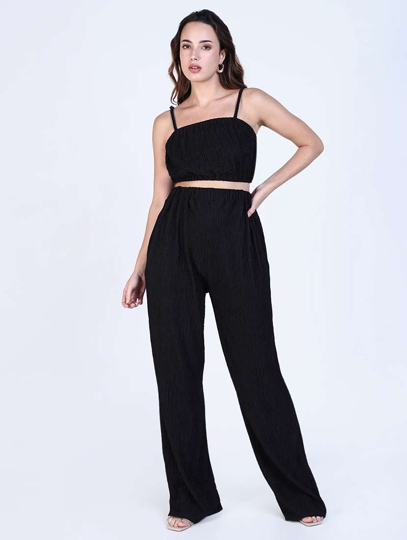women solid top and trouser co-ord set