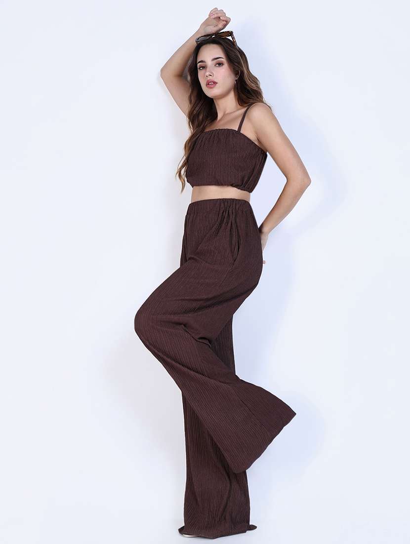 women solid top and trouser co-ord set - 21643293 -  Standard Image - 1