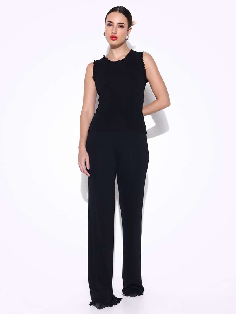 women solid top and trouser co-ord set